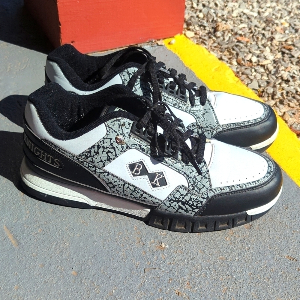 Vintage retro British knights 1980 sneakers black and gray.